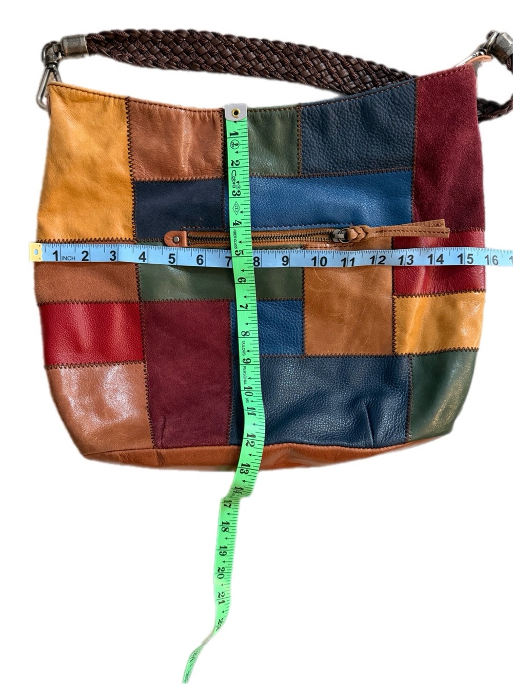 The Sak Multicolor Patchwork Leather Braided Strap Hobo Shoulder Bag Boho - Picture 7 of 12